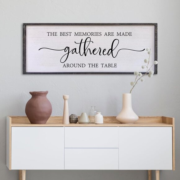 The Best Memories Are Made Gathered Around The Table Wall Decor 32"x12" Large Ru - Picture 7 of 7